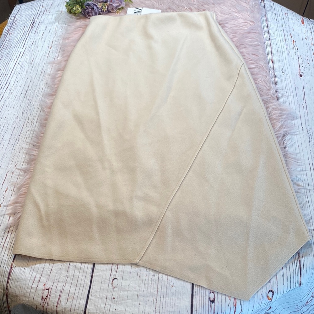 NWT Zara Asymmetric Midi Skirt sz L